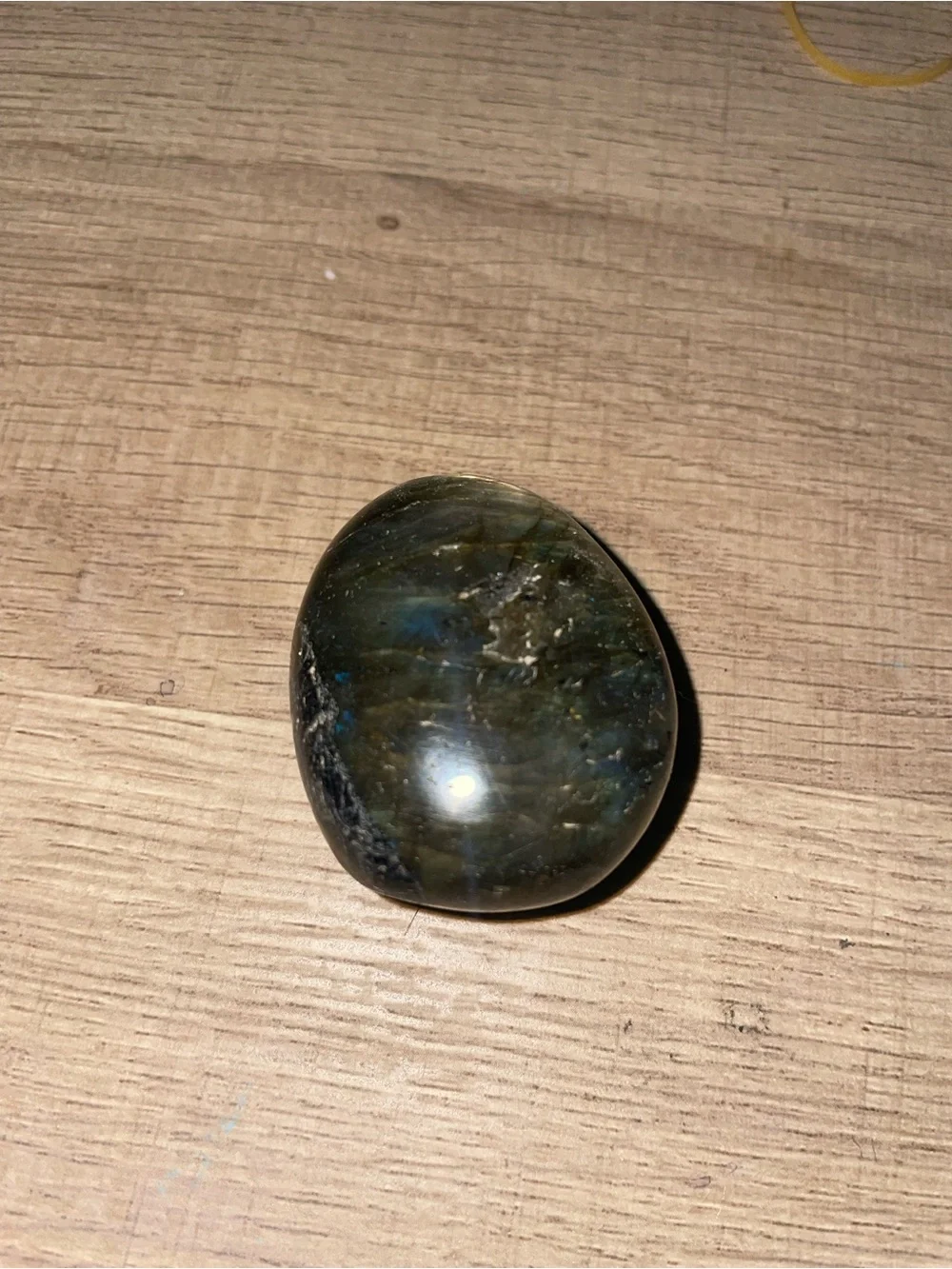 Polished Labradorite Palm Stone with Blue-Green Flash